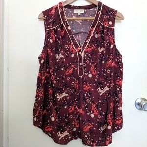 Folk art sleeveless top